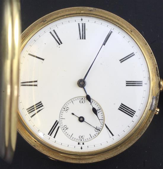 A Victorian 18ct gold half hunter keyless lever pocket watch by Victor Kullberg, Liverpool Road, London,